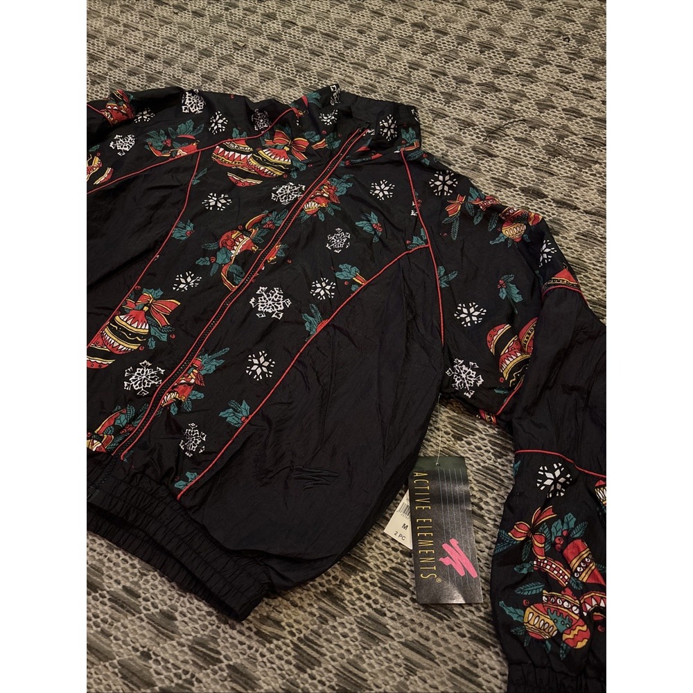 Active Elements Vintage 80s Windbreaker Jacket Women's Ugly Christmas Size M NWT